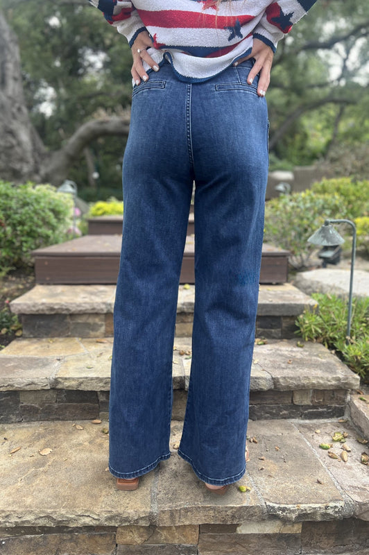 Patch Pocket Wide Leg Flare
