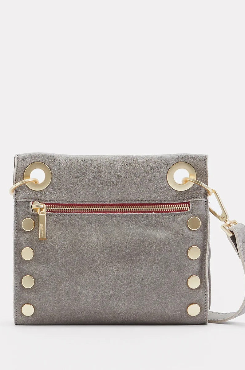 Hammitt Handbag Tony Small Pewter Gold Red Zip