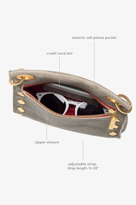 Hammitt Handbag Tony Small Pewter Gold Red Zip
