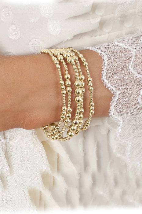 Classic Joy Pattern 5mm Bead Bracelet Gold