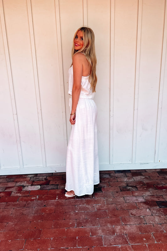 Mykonos Crochet Linen Top White