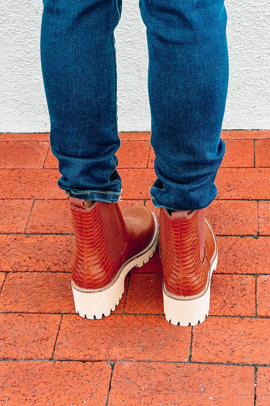 Chase Cognac Snake Booties