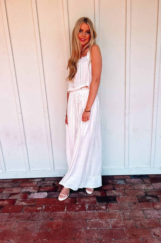 Mykonos Crochet Linen Top White