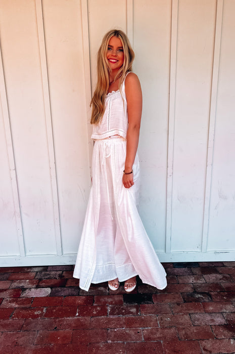 Mykonos Crochet Linen Top White