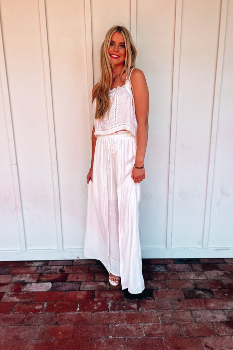 Mykonos Crochet Linen Top White