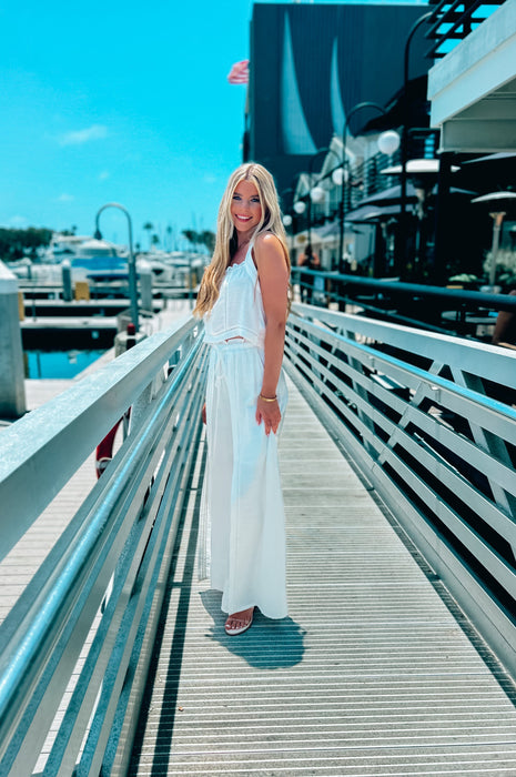 Mykonos Crochet Linen Top White