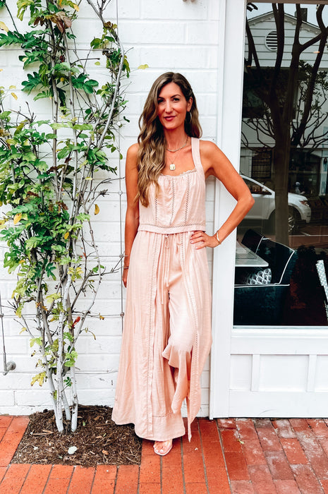 Mykonos Crochet Linen Crop Top Taupe