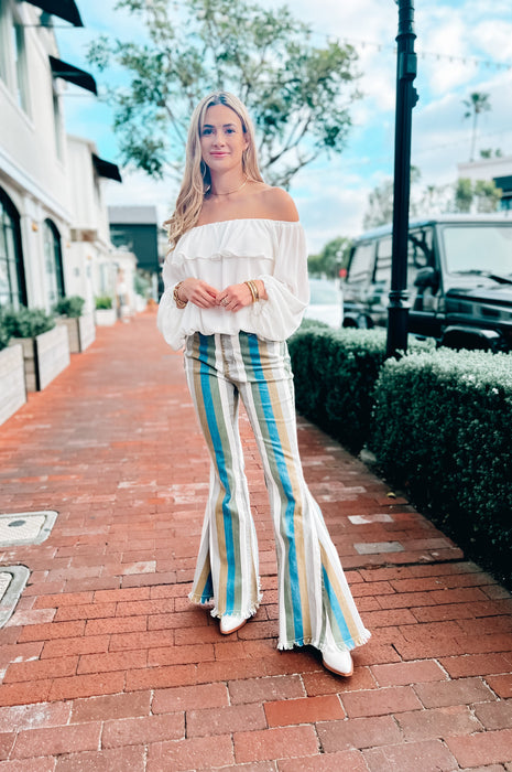 Boot Scoot Striped Flare Pants