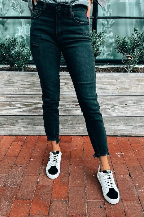 Hanna High Rise Skinny Washed Black Denim