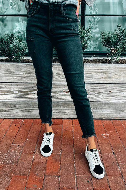 Hanna High Rise Skinny Washed Black Denim