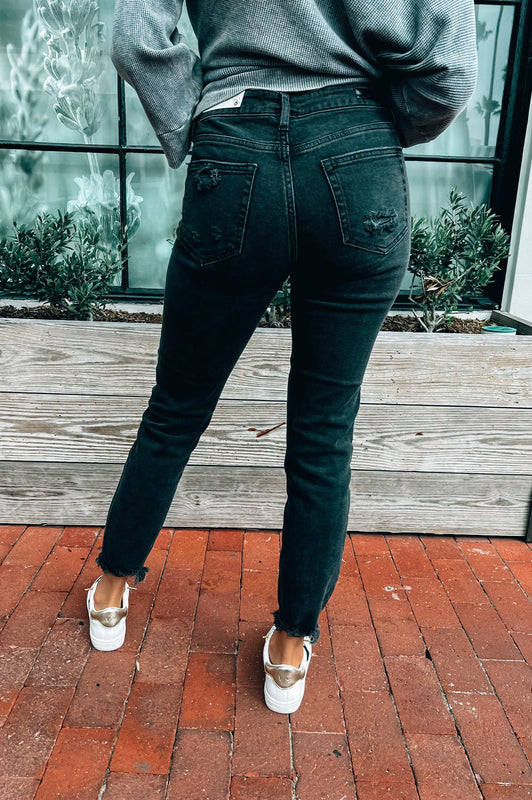 Hanna High Rise Skinny Washed Black Denim