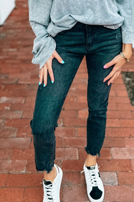 Hanna High Rise Skinny Washed Black Denim