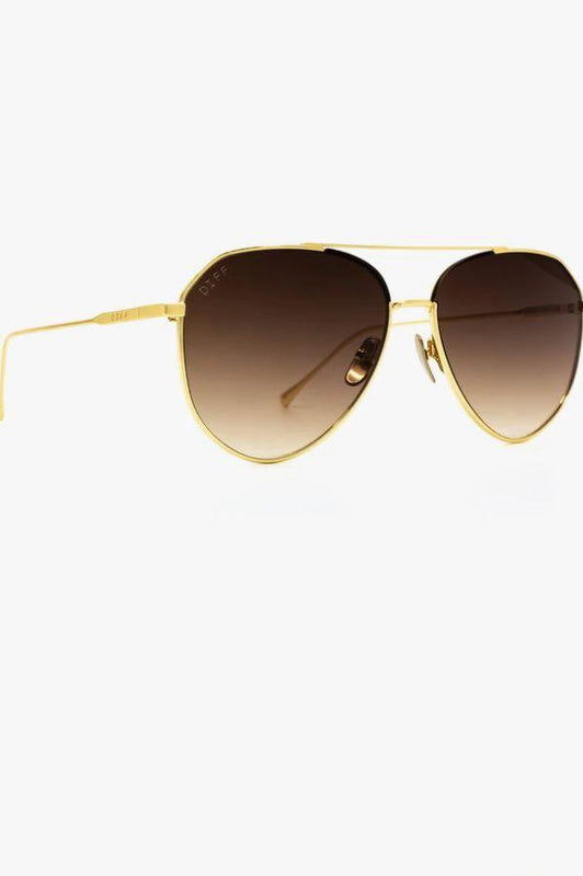 Diff Dash Brushed Gold & Coffee Sunglasses