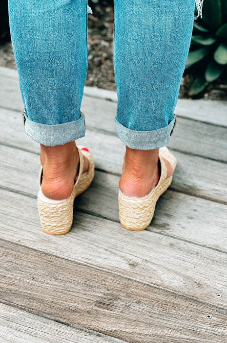 Beach Braided Rafia Espadrille Wedges Natural