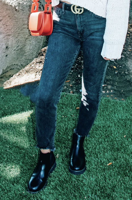 Hanna High Rise Skinny Washed Black Denim