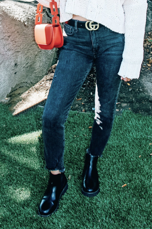 Hanna High Rise Skinny Washed Black Denim