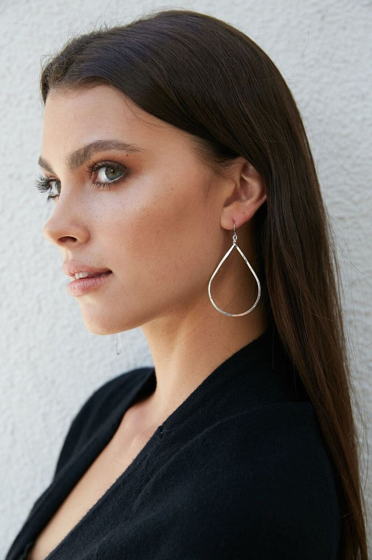 The Perfect Teardrop Earrings Hammered 14K Gold and Sterling Silver Medium