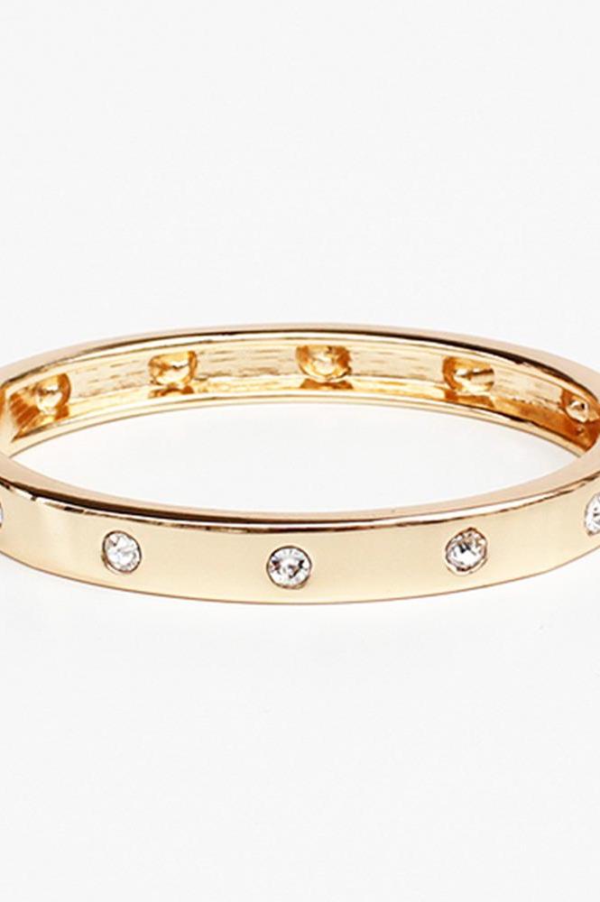 Rhinestone Metal Bangle Bracelet Gold