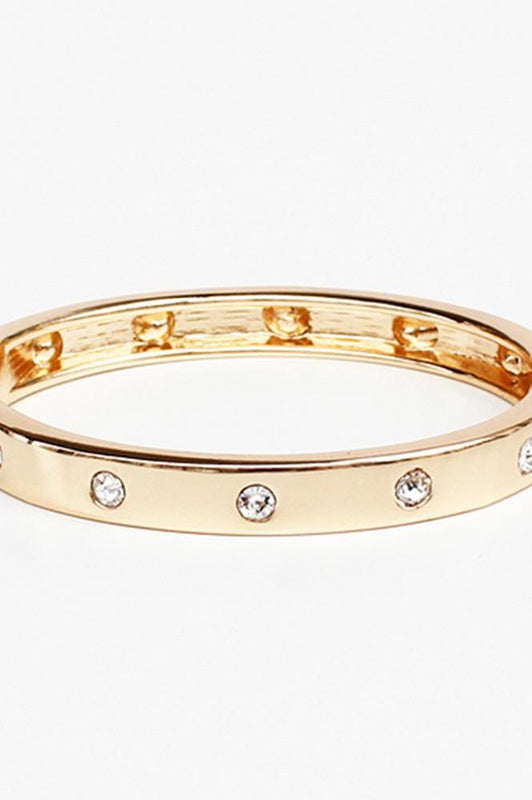 Rhinestone Metal Bangle Bracelet Gold