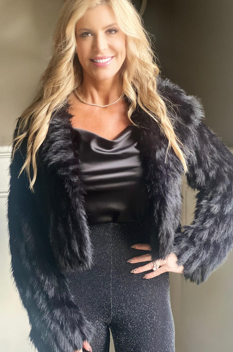 Show Me Your Mumu Salt Lake City Cropped Jacket Black Faux Fur