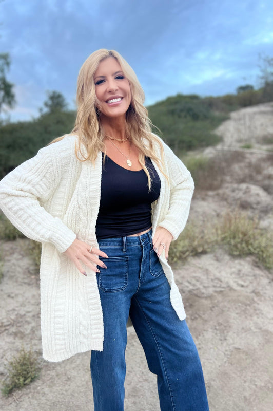 Twist Knit Cardigan Cream