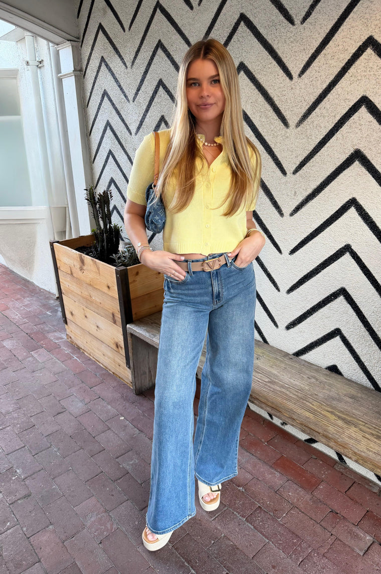 Palazzo Straight Leg Jeans Denim