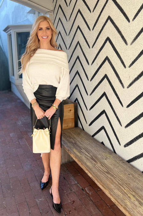 Cozy Off the Shoulder Holiday Sweater Natural