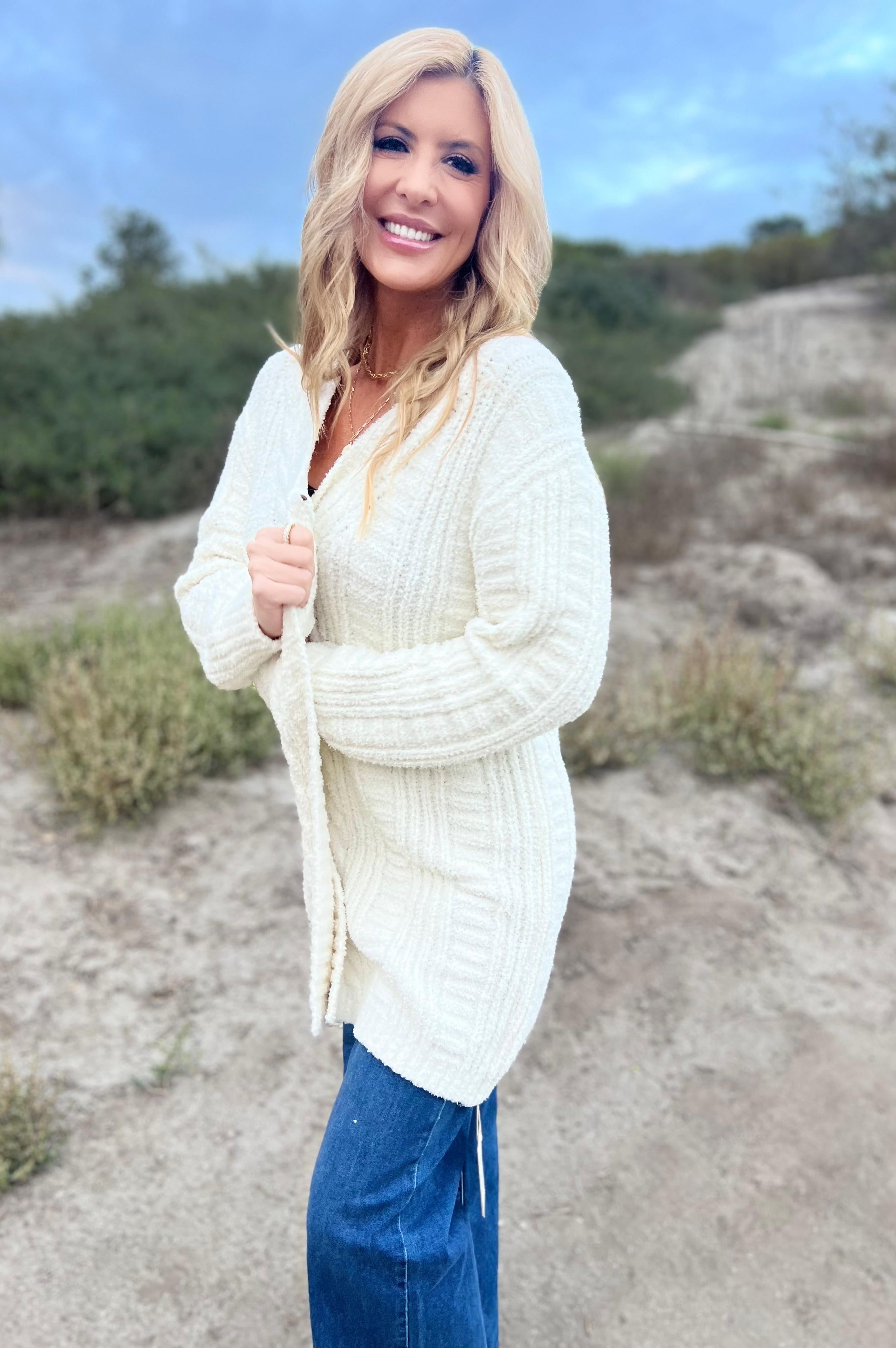 Twist Knit Cardigan Cream