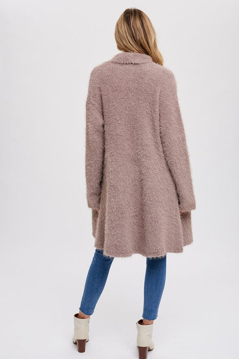 Soft Fuzzy Drape Cardigan Mushroom