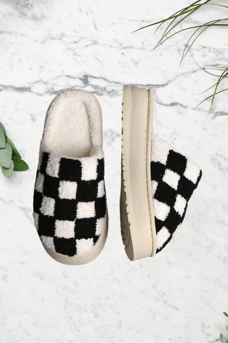 Checkered Platform Slippers
