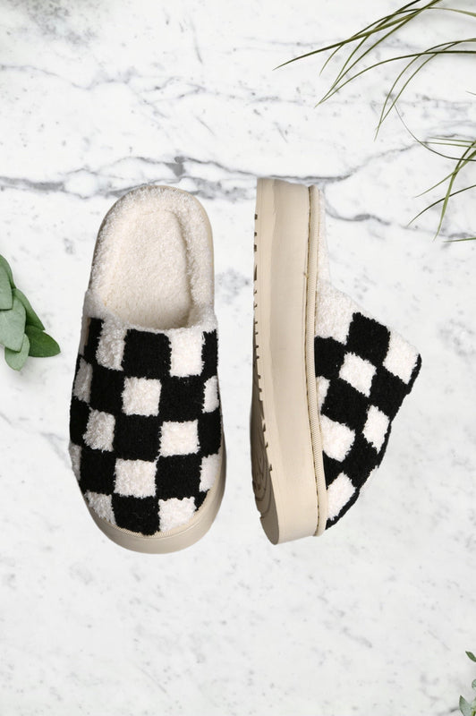 Checkered Platform Slippers