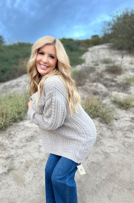 Twist Knit Cardigan Grey