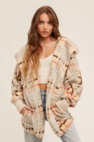 Snuggled in Softness Jacket Cream Plaid