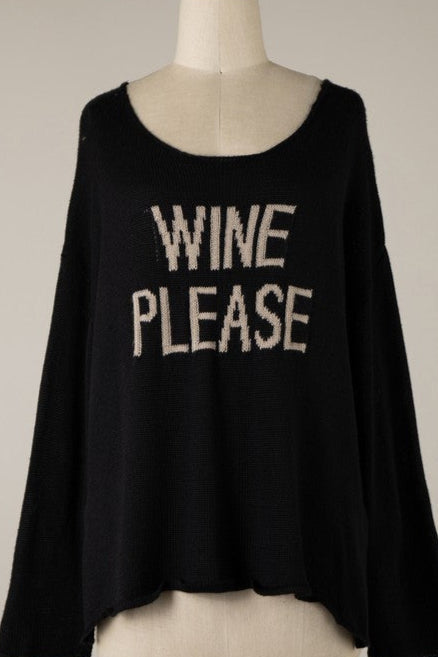 Wine Please Sweater Black Taupe