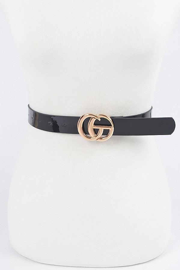 GG Buckle Belt Black Patent