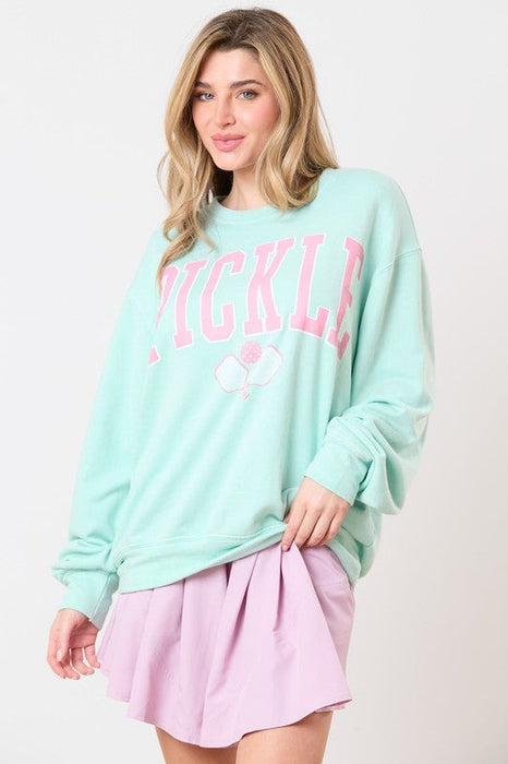 Pickleball Sweatshirt Mint/Pink