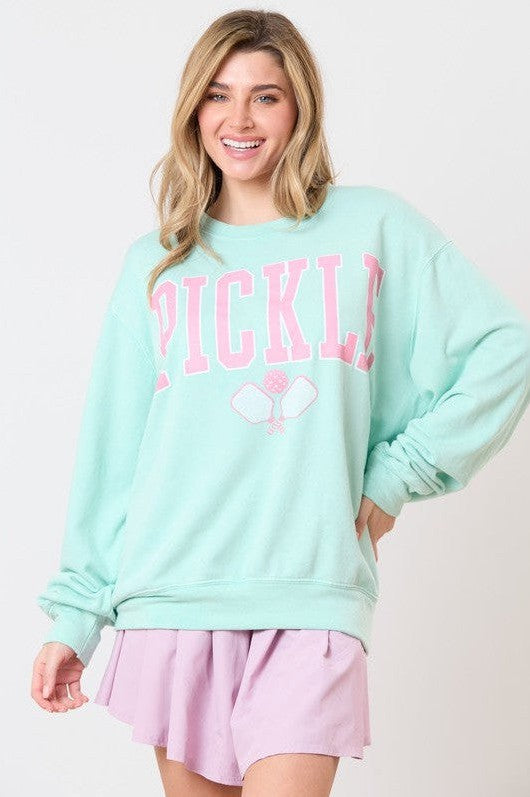 Pickleball Sweatshirt Mint/Pink