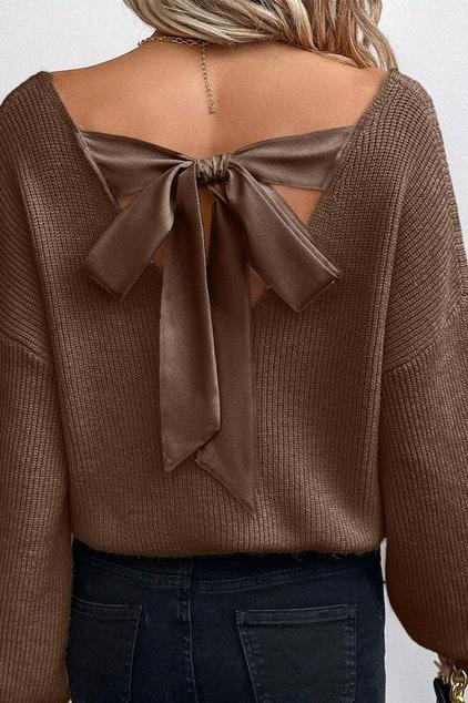 Back Bow Sweater Brown