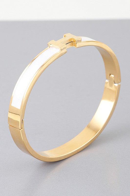 H Cuff Bracelet White