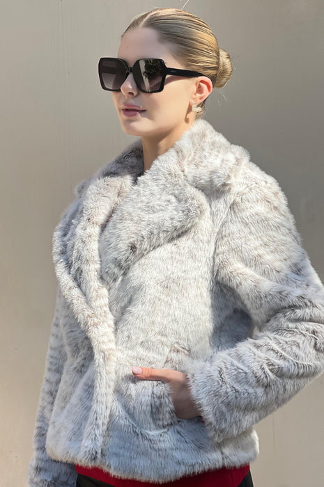 Ivory Grey Fur Jacket