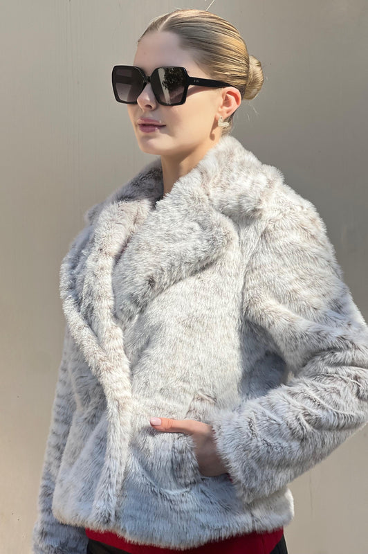 Ivory Grey Fur Jacket