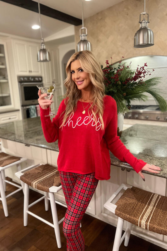 Cheers Sweater Red White