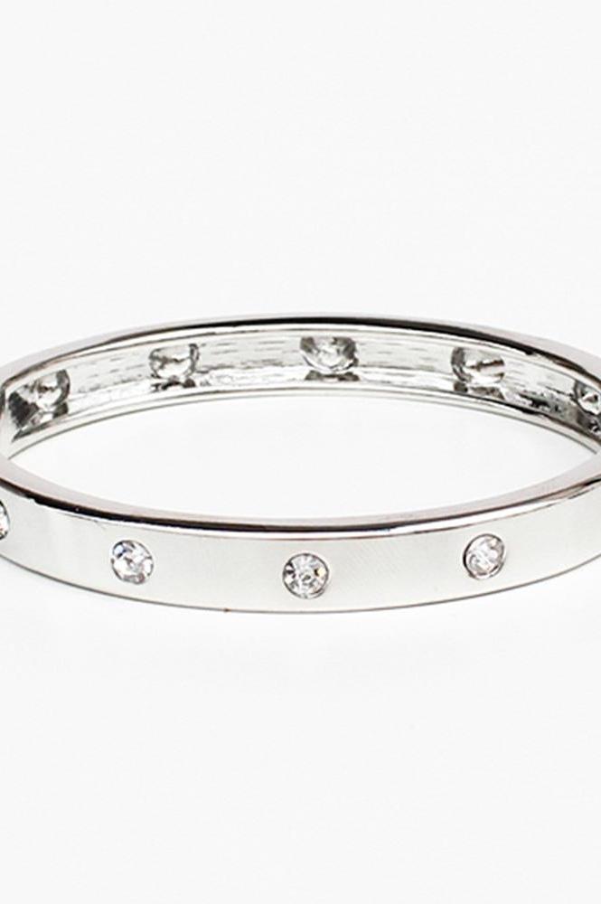 Rhinestone Metal Bangle Bracelet Silver