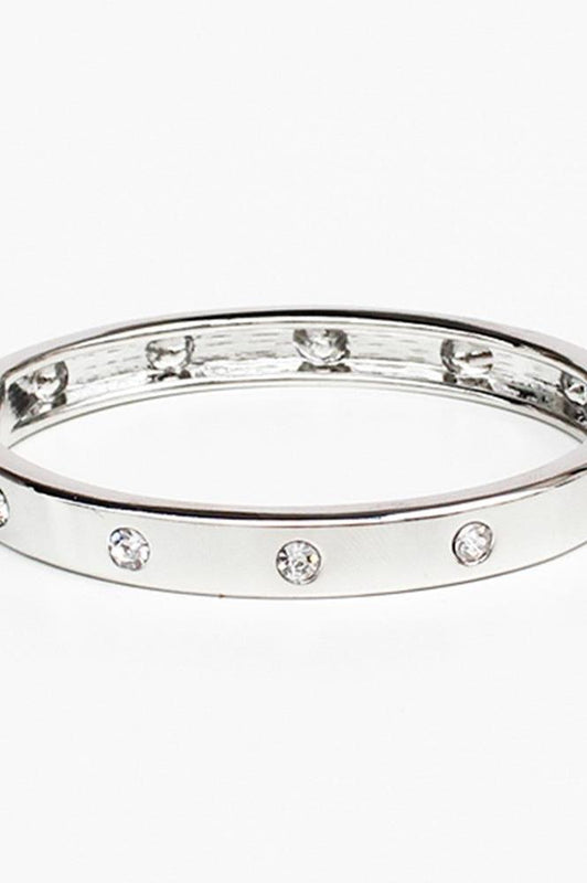 Rhinestone Metal Bangle Bracelet Silver