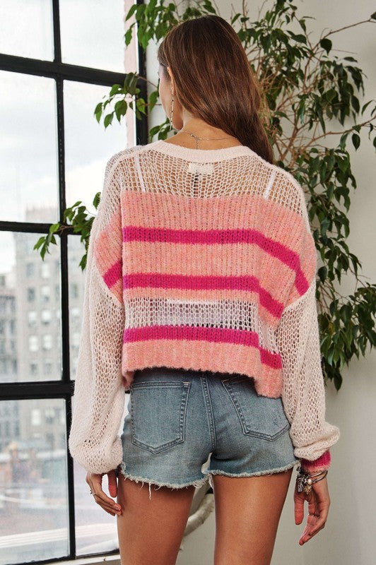 Forever Love Sweater Pink Stripe