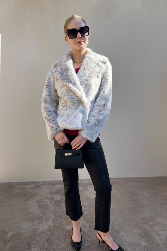 Ivory Grey Fur Jacket