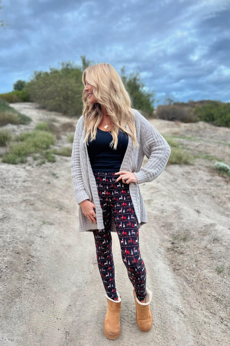 Holiday Plaid Buttery Leggings Reindeer Snowflake