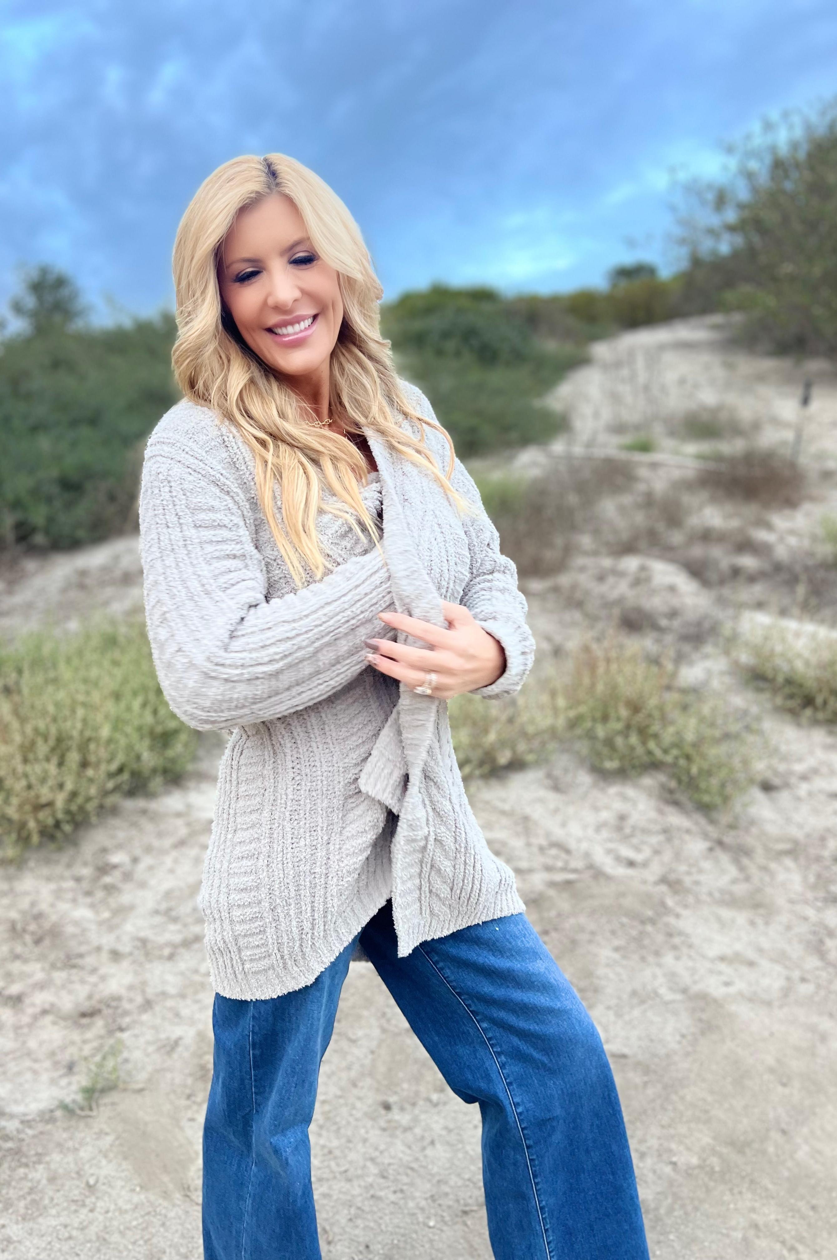 Twist Knit Cardigan Grey