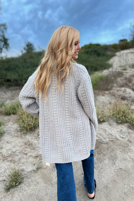 Twist Knit Cardigan Grey
