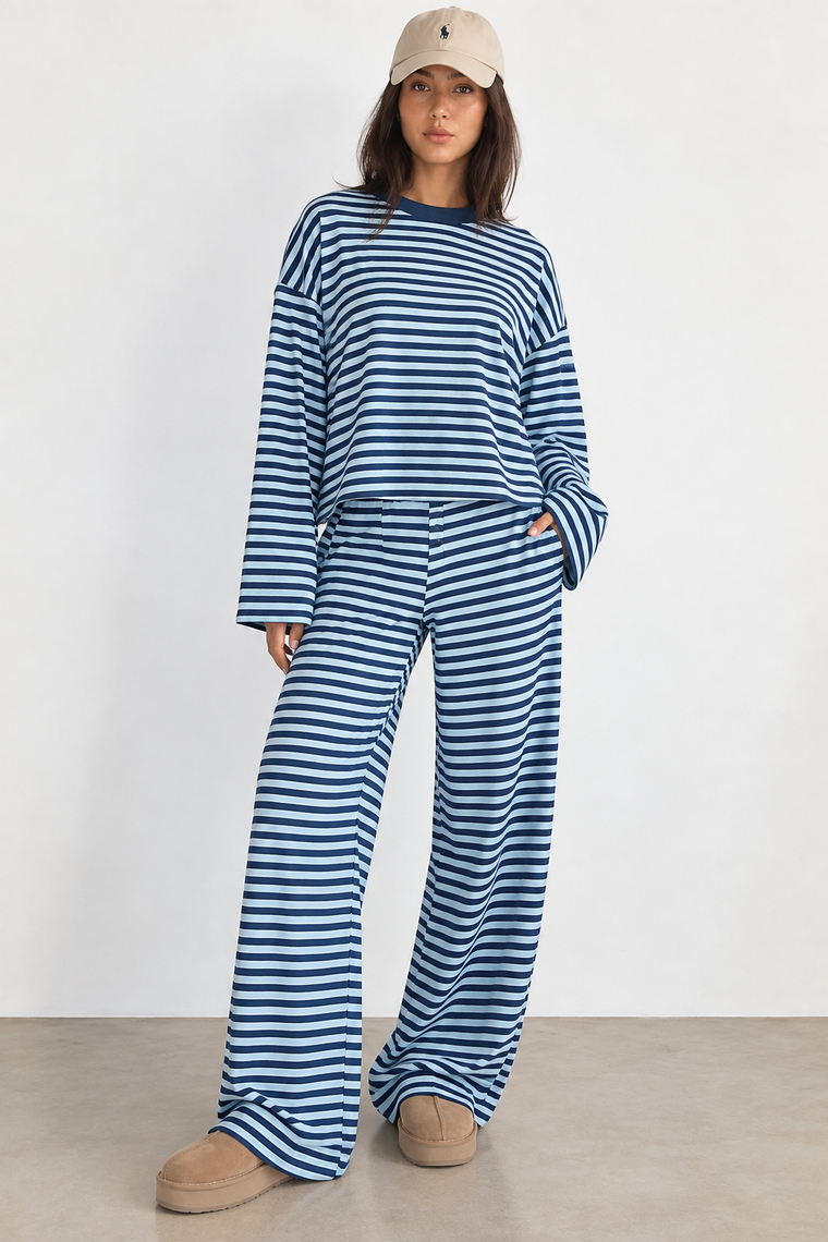 Saturday Social Striped Lounge Set Navy